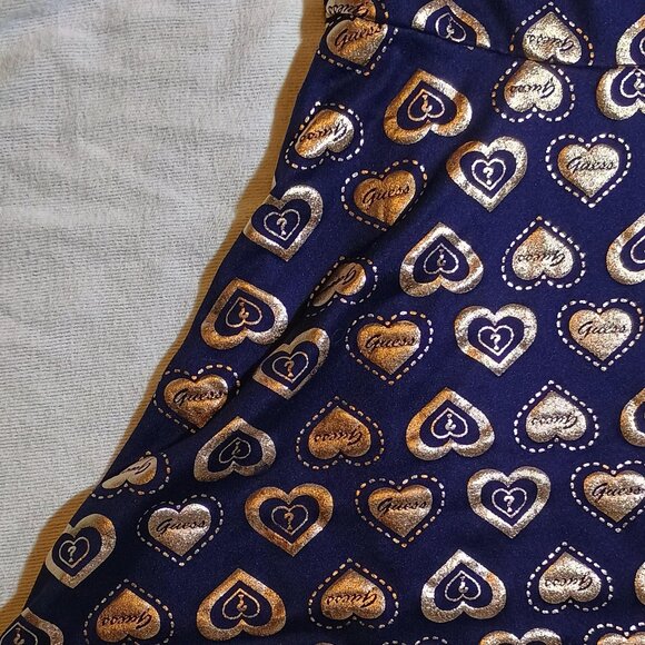 GUESS/Dress/Girls Large 6X/Gold & White/Heart Print Short Sleeve Casual Fashion - Picture 8 of 11